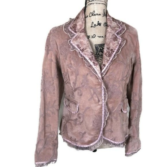 Julie G. Jackets & Blazers - Julie G. Embroidered Pink Wool Jacket NWT S